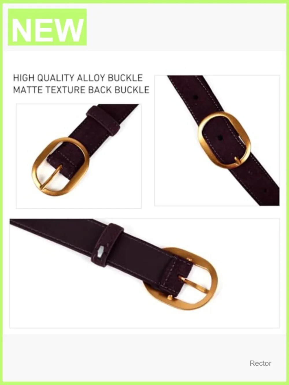 Suede Leather Waist Belt with Gold Buckle for Dresses Jeans